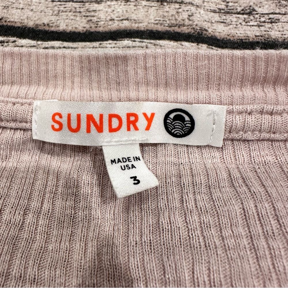 Sundry Beige Ribbed Fitted Henley; Cotton & Modal; Size 3 (Large) - Picture 2 of 8